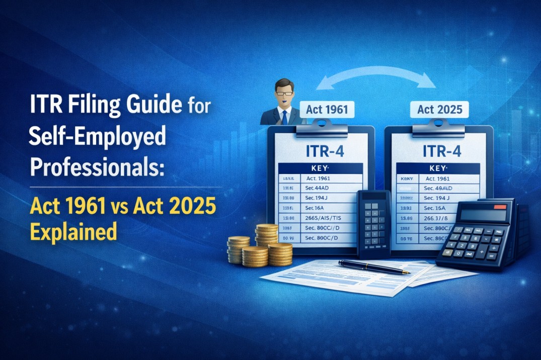 ITR Filing Guide for Self-Employed Professionals: Act 1961 vs Act 2025 Explained