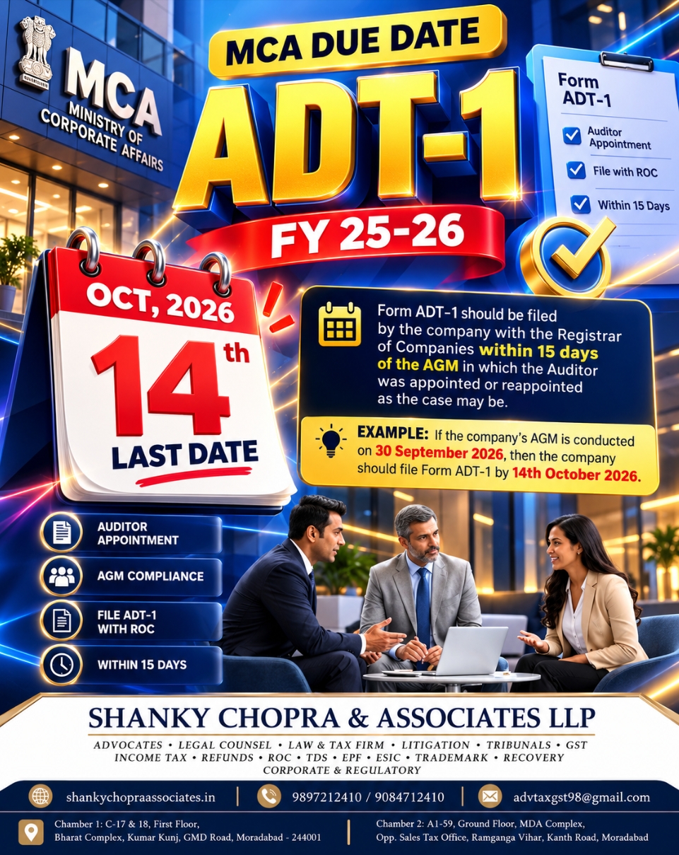 # Form ADT-1 Due Date for FY 2025–26: Last Date, Rules