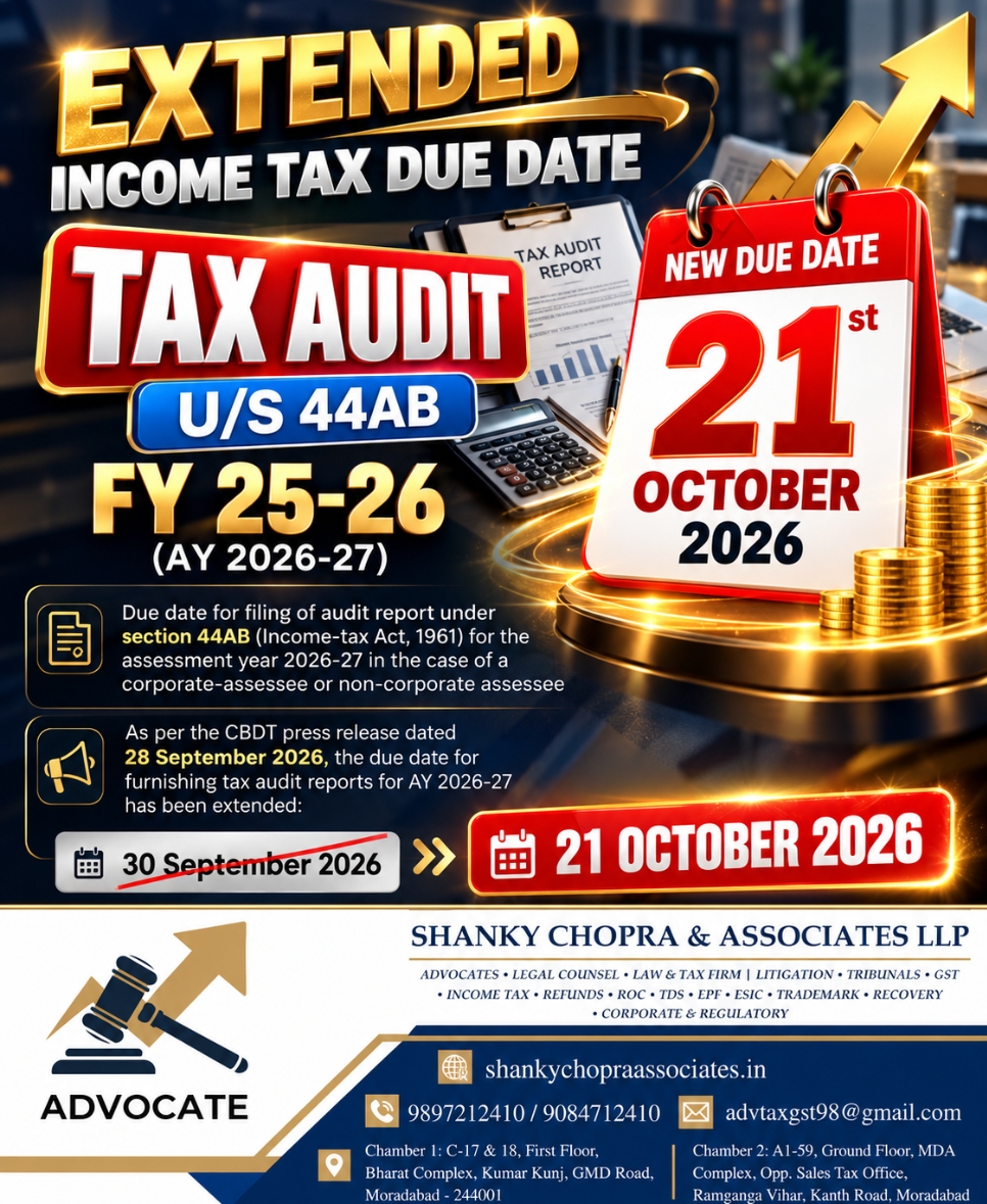 Income Tax Audit Due Date Extended to 21 October 2026 for FY 2025–26