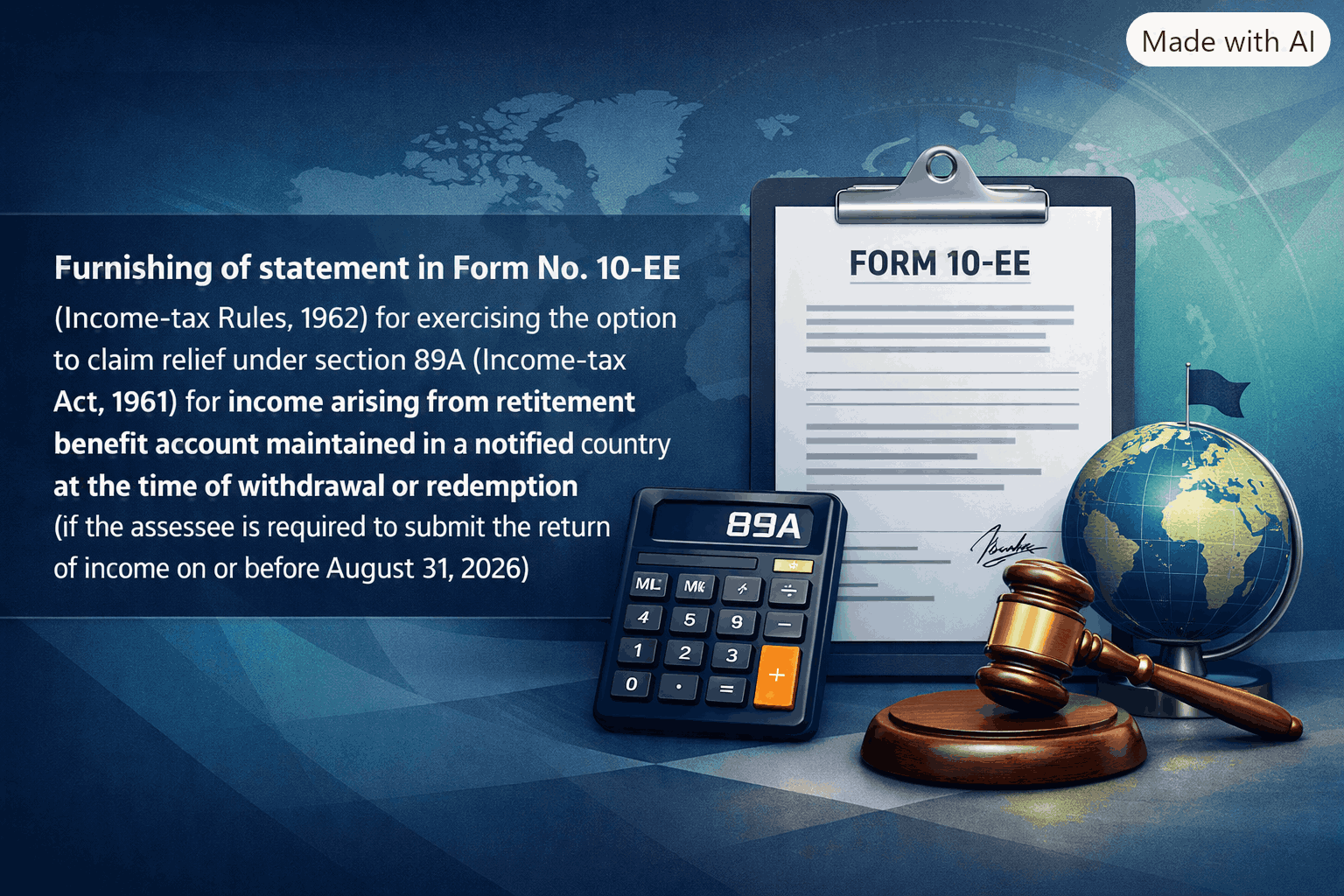 Upcoming Deadline: Furnishing of statement in Form No. 10-EE (Income-tax Rules, 1962) for exercising the option to claim relief under section 89A — Due 31 Aug 2026