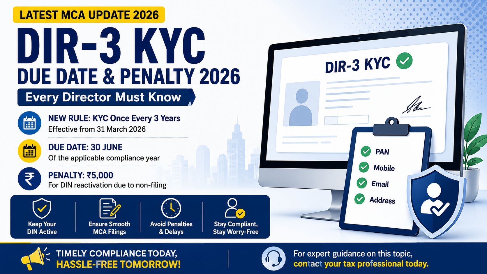DIR-3 KYC Due Date & Penalty 2026: Latest MCA Rules Every Director Must Know