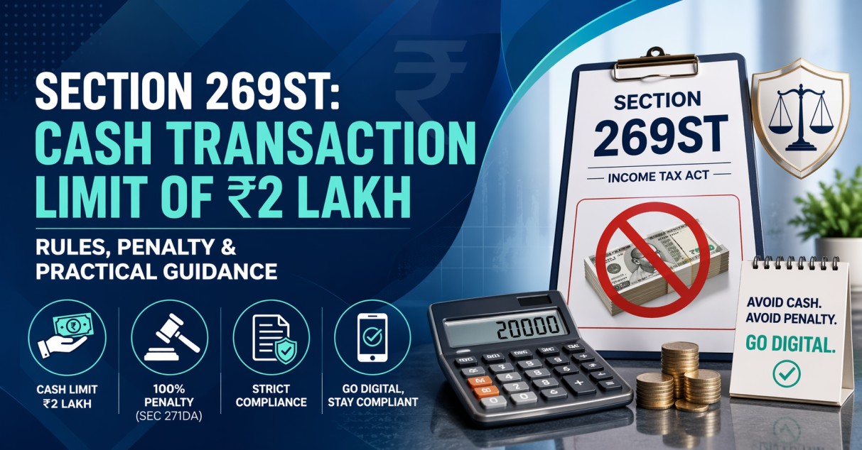 Section 269ST: Cash Transaction Limit of ₹2 Lakh – Rules, Penalty & Practical Guidance