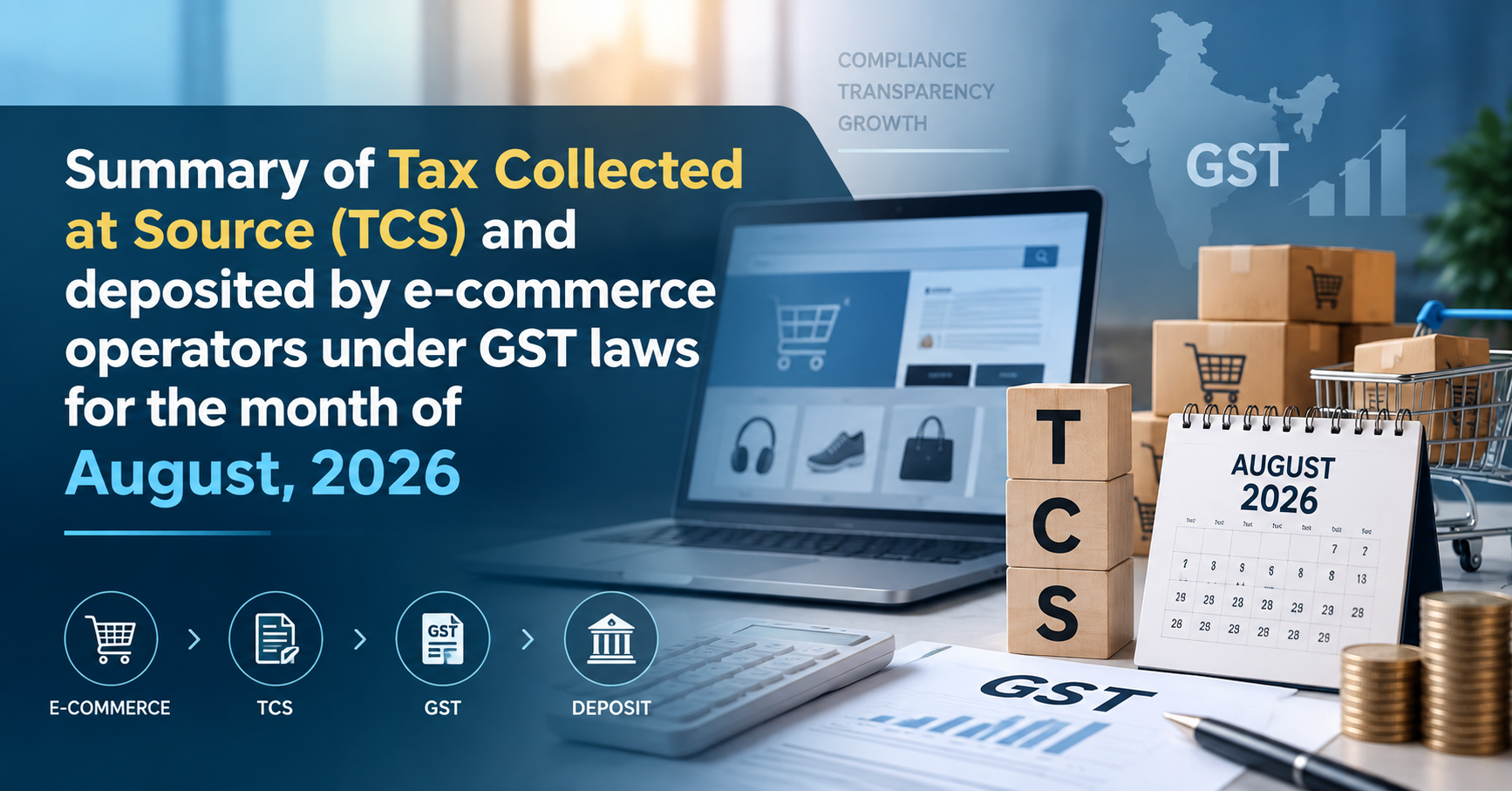Upcoming Deadline: Summary of Tax Collected at Source (TCS) and deposited by e-commerce operators under GST laws for the month of August, 2026 — Due 10 Sep 2026