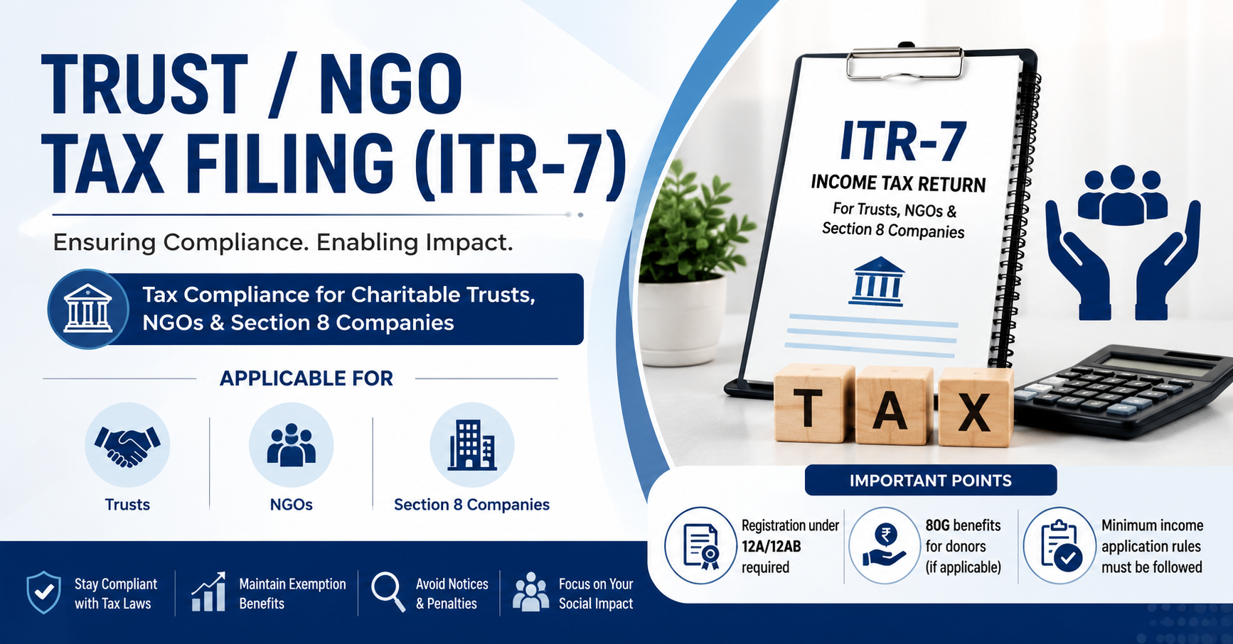 Trust / NGO Tax Filing (ITR-7): Complete Guide for Charitable Trusts, NGOs & Section 8 Companies