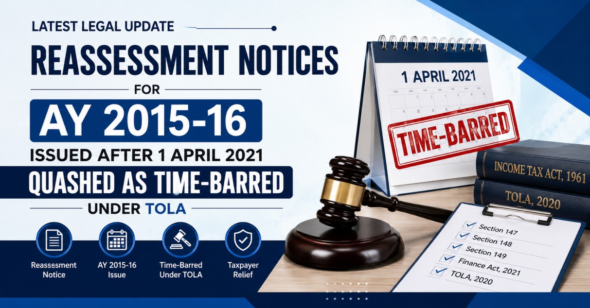 Reassessment Notices for AY 2015-16 Issued After 1 April 2021 Quashed as Time-Barred Under TOLA