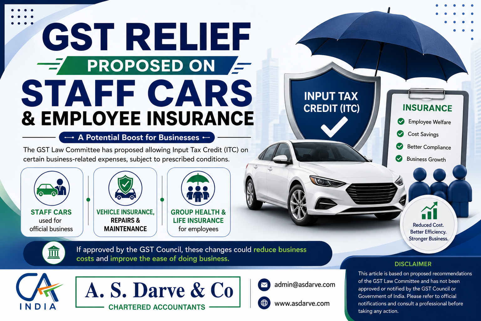GST Relief Proposed on Staff Cars & Employee Insurance: A Potential Boost for Businesses