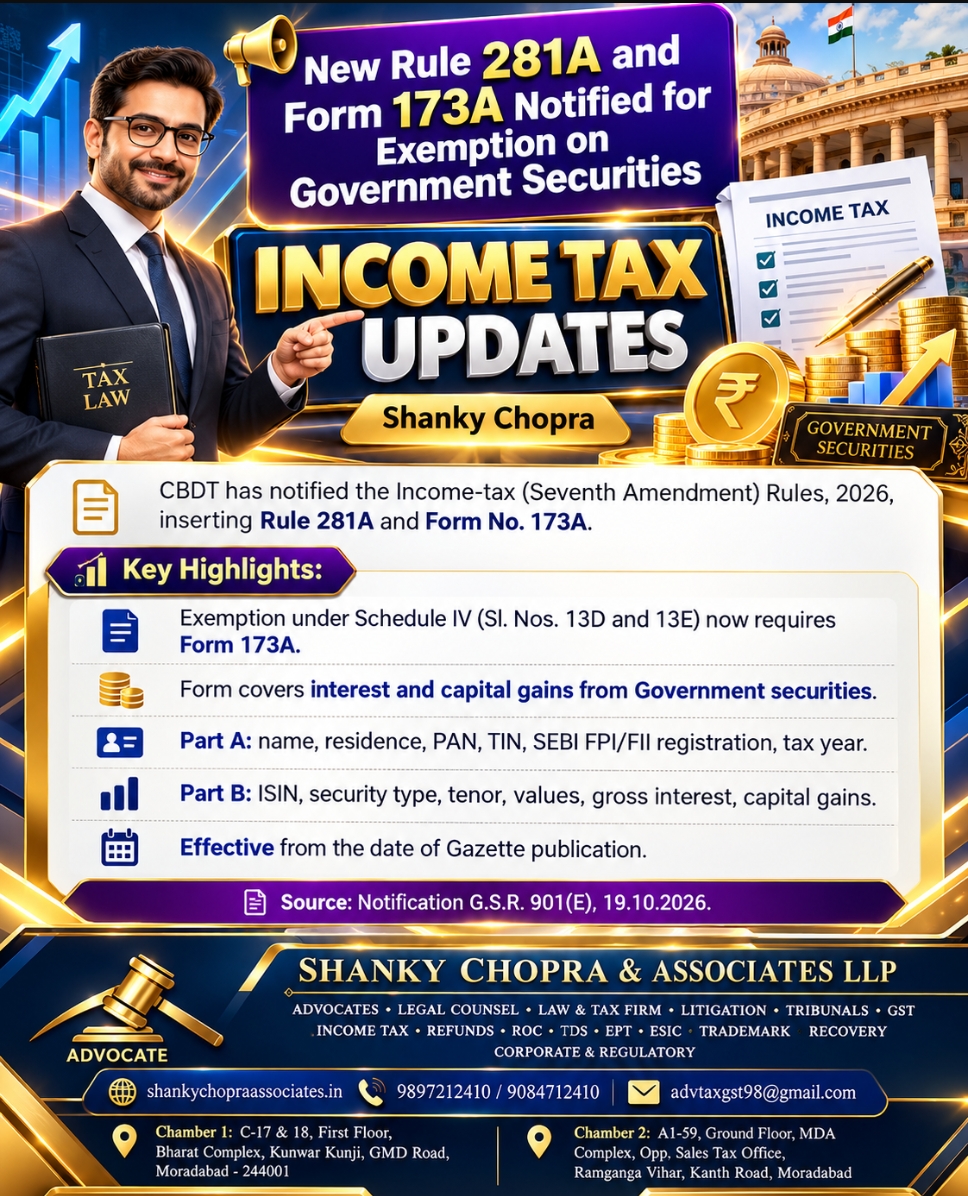 CBDT Notifies New Rule 281A and Form 173A for Tax Exemption on Government Securities