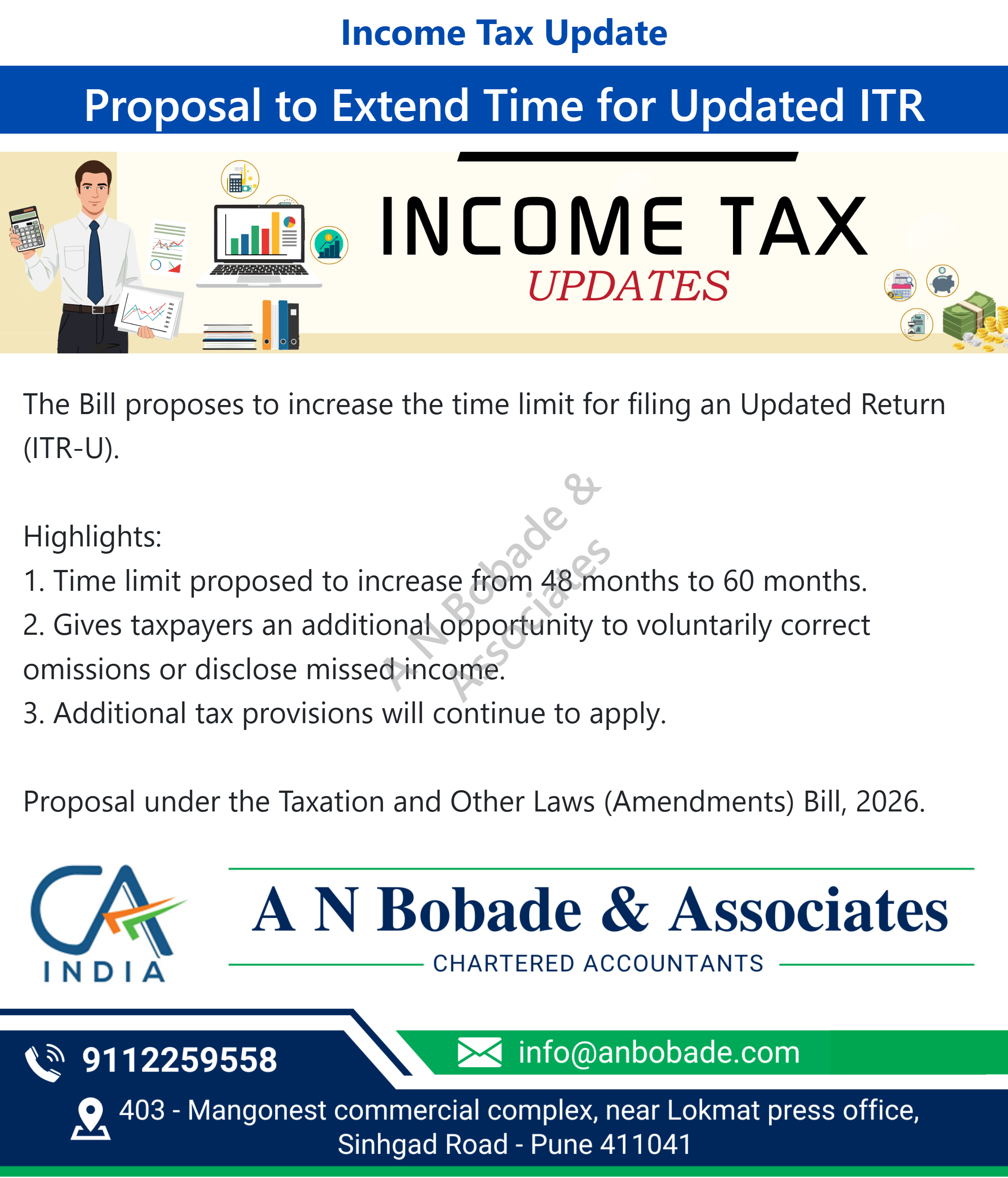 Praposal to extend time limit for Updated ITR 