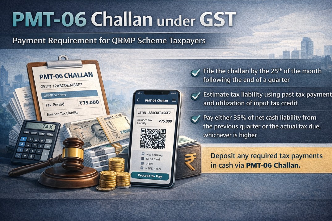 PMT-06 Challan under GST: Payment Requirement for QRMP Scheme Taxpayers