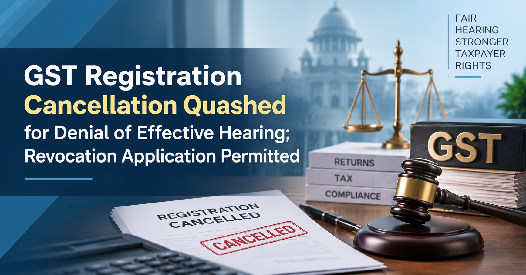 Key Takeaways: GST Registration Cancellation Quashed for Denial of Effective Hearing; Revocation Application Permitted