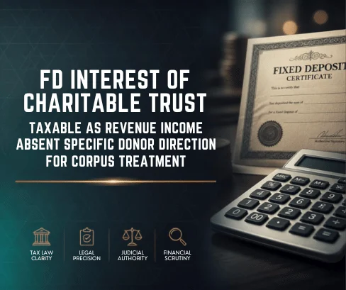 Key Takeaways: FD interest of charitable trust taxable as revenue income absent specific donor direction for corpus treatment