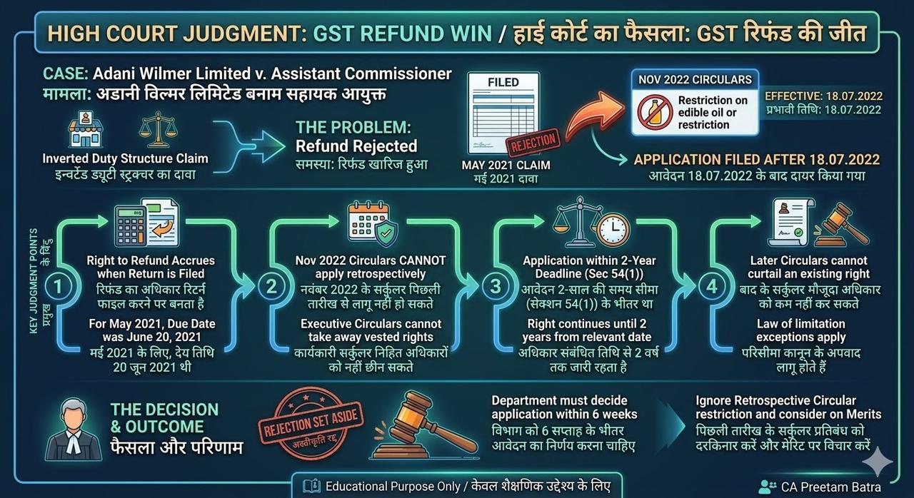  GST Refund पर कलकत्ता हाई कोर्ट का महत्वपूर्ण फैसला - Adani Wilmer Limited vs. State Tax Officer 