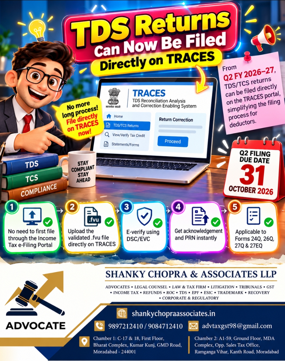 TDS Returns Can Now Be Filed Directly on TRACES from Q2 FY 2026–27