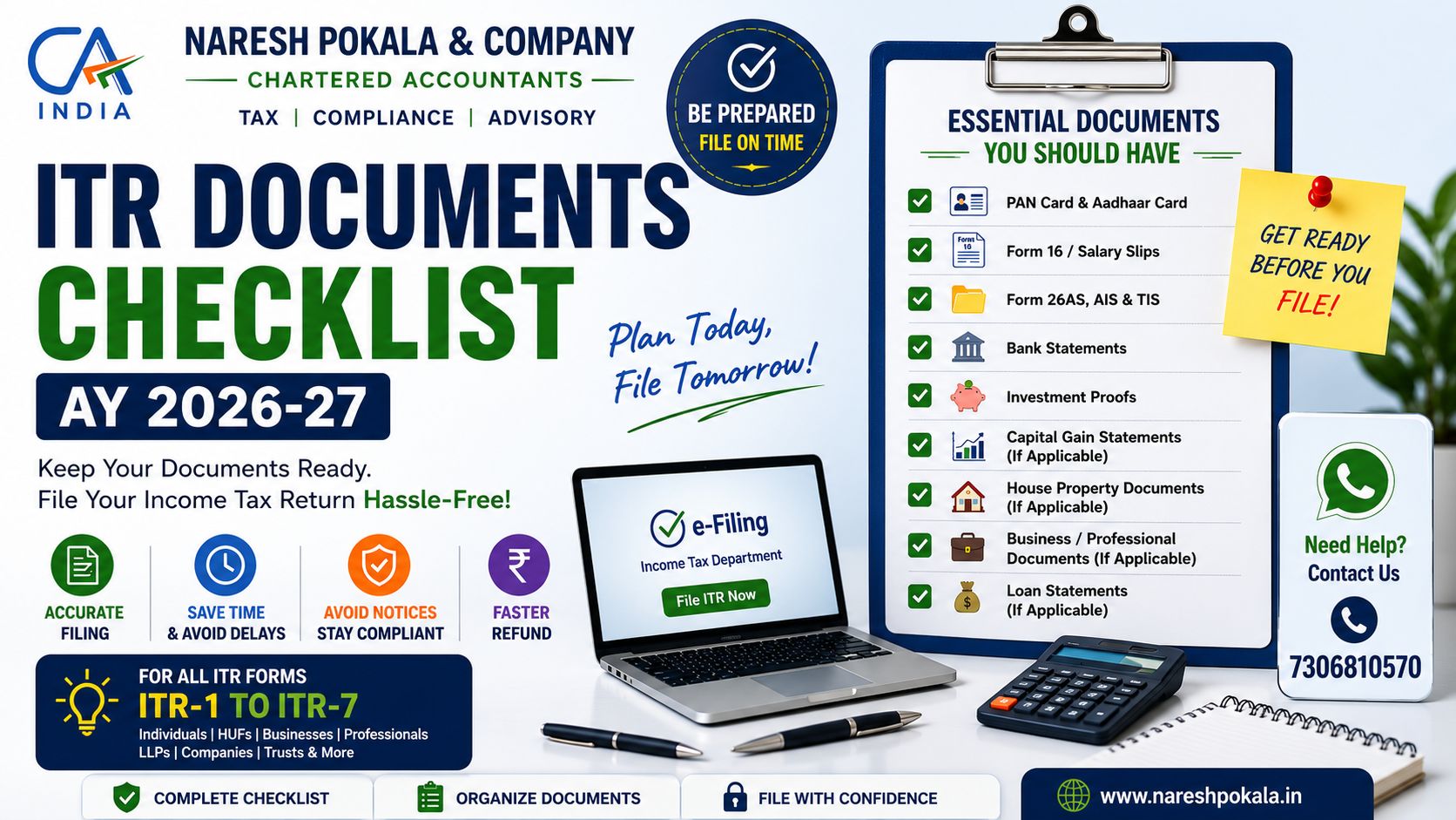 ITR Documents Checklist for AY 2026-27: Documents Required Before Filing Your Income Tax Return